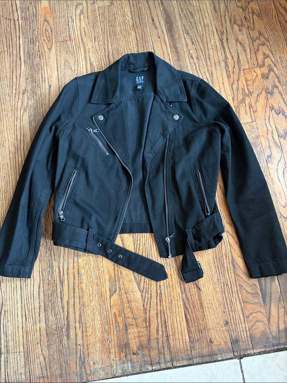 GAP Women's Black Belted Moto Jacket